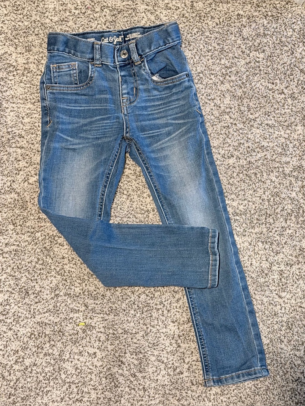 Cat & Jack Denim Skinny Jeans - Light Blue with Contrast Stitching